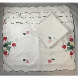 Imperial Elegance * 8 Piece Strawberry Placemat/Napkin Set 100% CottonA1-3